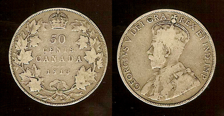 Canada 50 cents 1913 aF/aVF